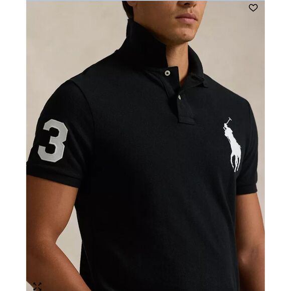 Polo Ralph Lauren Big Pony Classic Slim Fit Mesh Polo Polo Black Kids Size M - Picture 2 of 12